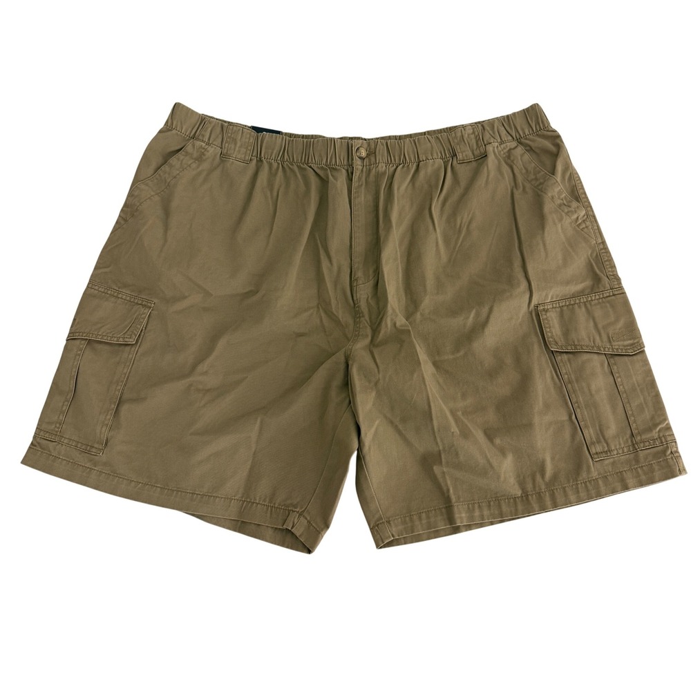 St. John's Bay Cargo Shorts Mens 4XL Elastic Waist Military Khaki Brown Utility